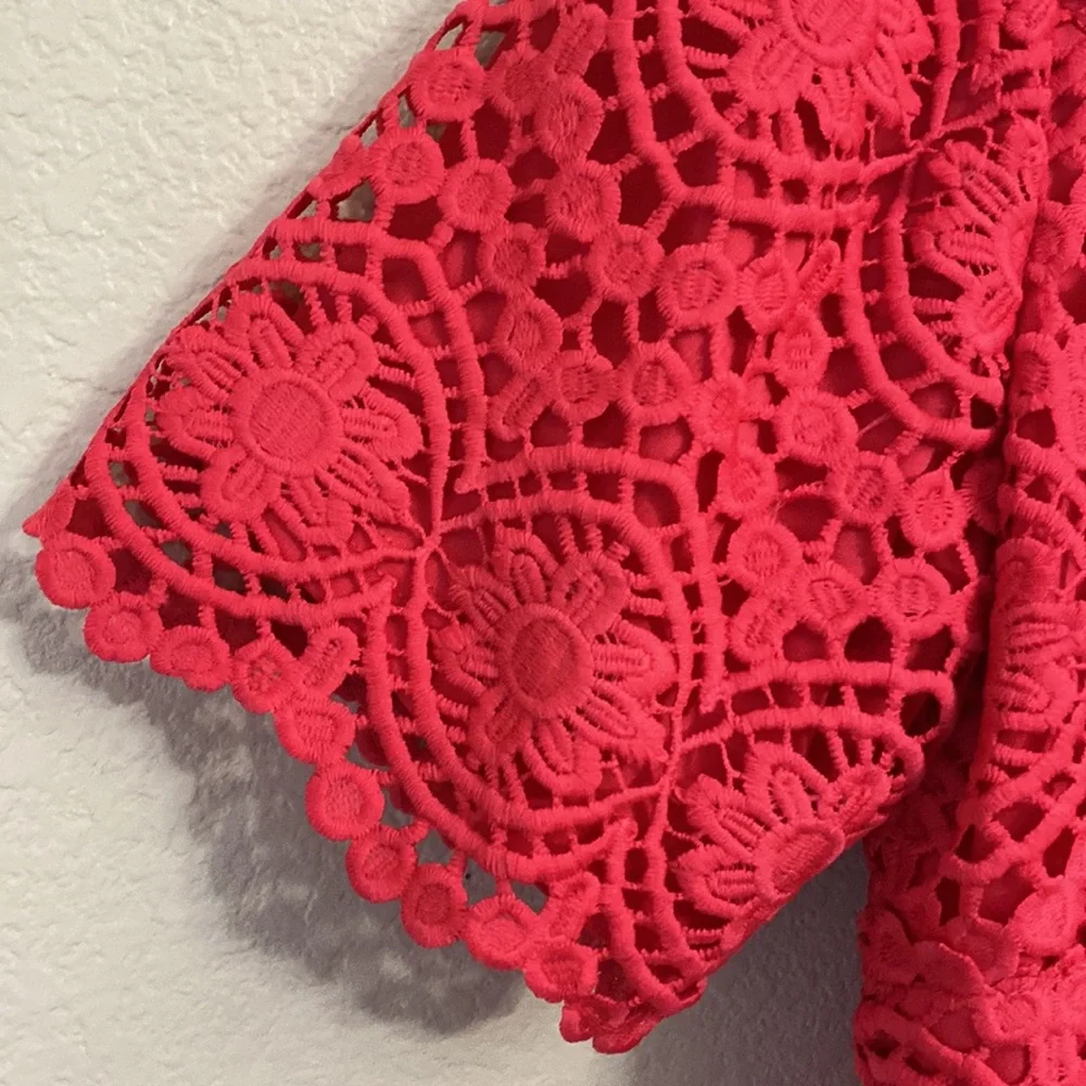 Adrianna Papell Red Lace Fit-and-Flare Dress